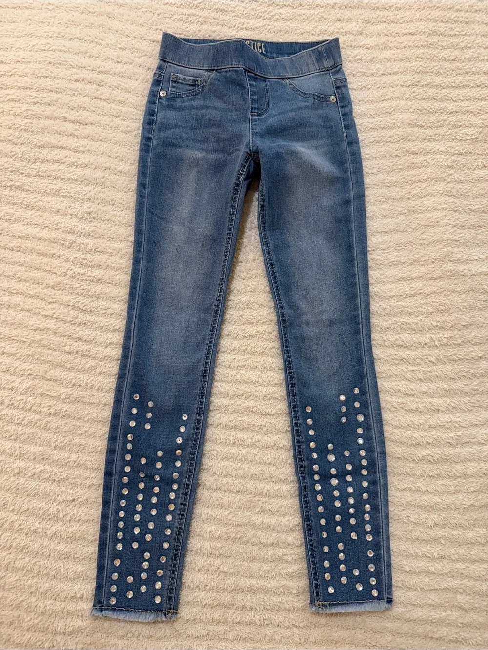 Justice pull on Blue Jeans with Silver gems